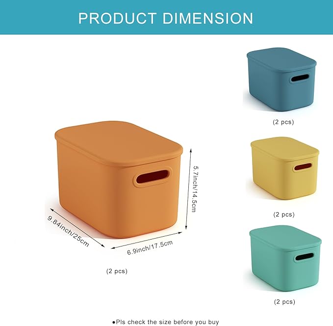 8 Pack Colorful Storage Bins with Lids for Shelves, Classroom Storage Bins, Stackable Colored Bins, Plastic Storage Container