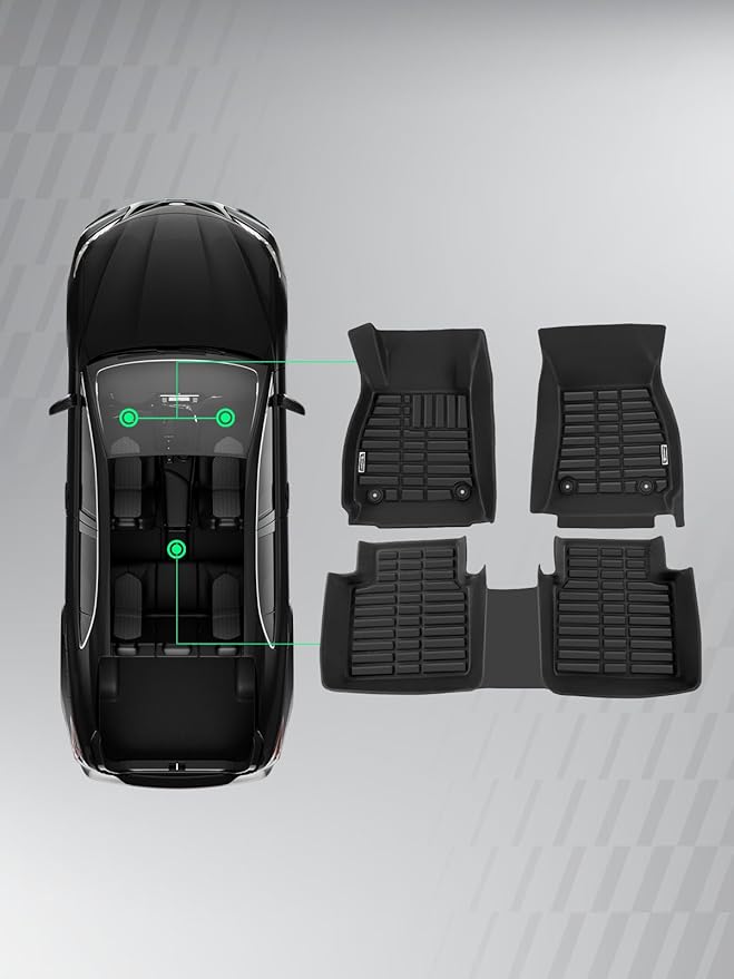 YHTAUTO Floor Mats Fit 2010-2016 Buick Lacrosse, TPE Floor Liners All-Weather Protection Custom Fit, 1st & 2nd Row, Set of 3 Black