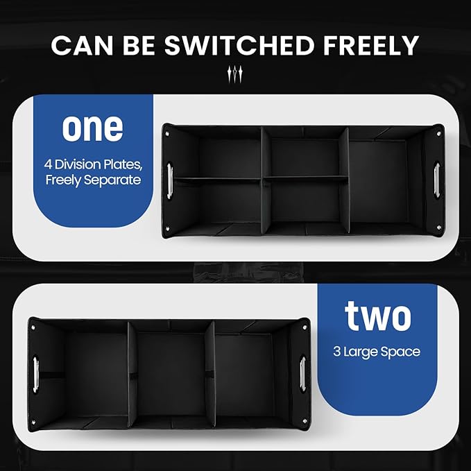 Car Trunk Organizer, Car Storage Organizer, Collapsible Multi Compartment for Car, Suv, Sedan, Truck, 100L, Extra Larger