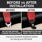 A Set of 2 Heavy Duty 90 Degree Angled L Seat Belt L Bracket Mount Kit – 4/5/6 Point Racing Harness Compatible, Black Electroplated Steel