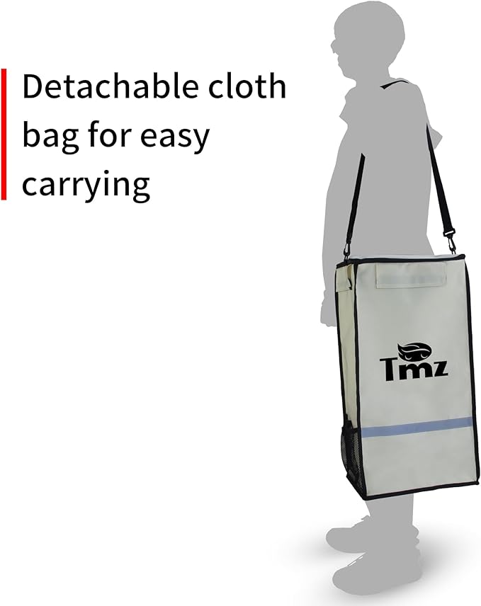 TMZ Heavy-Duty Foldable Shopping Cart with Removable Insulated Bag & Hooks - Lightweight 110 lbs Capacity Grocery Luggage Cart for Market, Travel, Laundry (Beige)