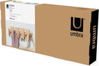 Umbra Picket Wall-Mounted Coat Rack Rail Hook with 5 Retractable Wood Pegs – Modern, Space-Saving Storage Organizer, Natural 