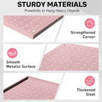 Peg Board, 4 Pack Metal Pegboard Panels Pink Pegboards Wall Organizer with Frame Large Heavy Duty Peg Board with Hooks for Wa