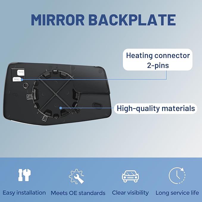 Driver Side Mirror Glass with Blind Spot Mirror - Compatible with Chevy & GMC Vehicles - Silverado 1500 2019-2024, Sierra 1500 2019-2024, with Heated, without Auto Dimming, Replace# 84309708