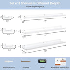 Picture Ledge Shelf for Wall, 36 inches Solid Pine Wood Nursery Book Shelves 3 Packs, Floating Ledge Shelves for Kids' Room B