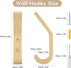 Wooden Coat Hooks Wall Hooks,Natural Oak Wood Hooks Decorative Vintage Wood Wall Hooks Organizer Heavy Duty Wall Mounted Hook
