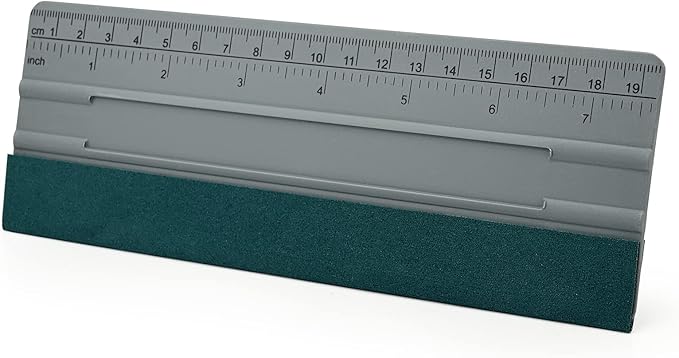 FOSHIO 8 Inch Felt Squeegee for Vinyl wtih Ruler 20CM 4 Round Corners Universal Card, Window Tint Film Installing Hard Silver PP Car Vinyl Wrap Scraper Tool