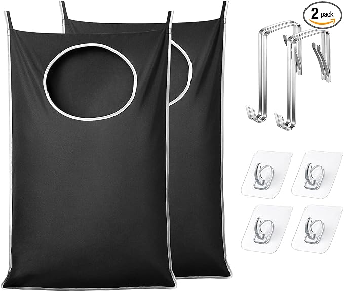 KEEPJOY XL 2-Pack Door Hanging Laundry Hamper, Size 36.5X22.5 Inch Door Hamper Bag with Large Opening and Sturdy Hooks for Al