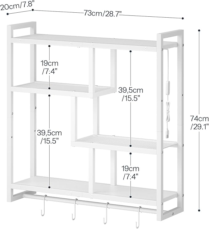 HOOBRO Gaming Floating Shelves with LED Lights, 28.7" LED Wall Mounted Shelf, 4-Tier Floating Wall Shelf for Storage, Display