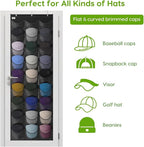 Unjumbly Baseball Hat Rack, 27 Pocket Over-The-Door Hat Organizer with Clear Deep Pockets to Display Baseball Caps Collection