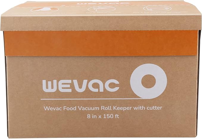 Wevac 8” x 150’ Food Vacuum Seal Roll Keeper with Cutter, Ideal Vacuum Sealer Bags for Food Saver, BPA Free, Commercial Grade