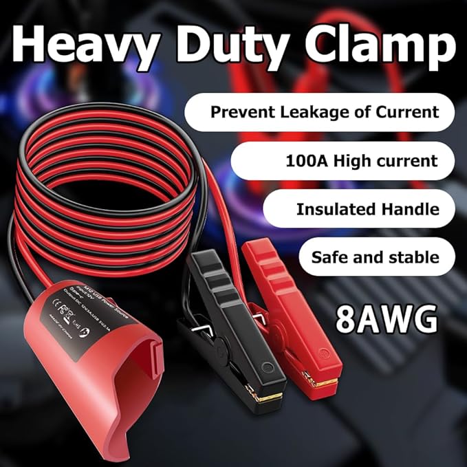 Jumper Cable Clamps Compatible with MIL 12V Battery, Silicone wire 2FT 8AWG Cable,12V Battery Jumper Starter for Cars Light Trucks Car Jump Starting Using Tool