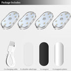 4 PCS Car Led Lights Interior,7 Colors Ambient Lighting Car Interior,USB Rechargeable Car Interior Reading Light,Portable Led Lights for Car