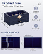 Enthralite Jewelry Box with 1 Drawers: Display Organizer for Earrings Necklaces - Gifts for Girls Women (Dark Blue)