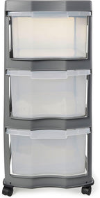 Life Story Classic 3 Shelf Storage Organizer Plastic Drawers, Gray (2 Pack)