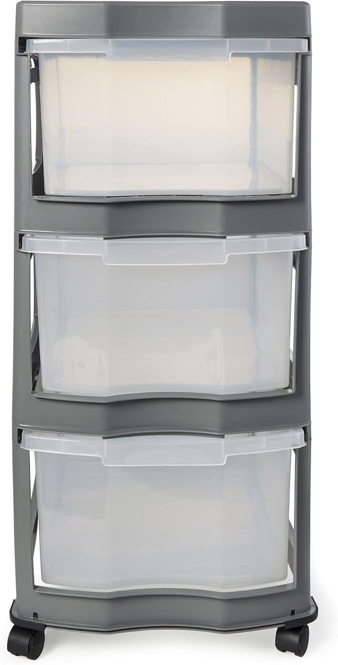 Life Story Classic 3 Shelf Storage Organizer Plastic Drawers, Gray (2 Pack)