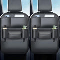 Backseat Car Organizer Leather Back of Seat Car Organizers for Drivers with Large Capacity 6 Storage Pockets Waterproof Kick Mats Seat Back Protector, 2 Pack