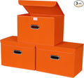 STOREONE Fabric Storage Cube Bins Foldable Organizer Container Collapsible Basket with Lids and Metal Handles, for Home, Bedr