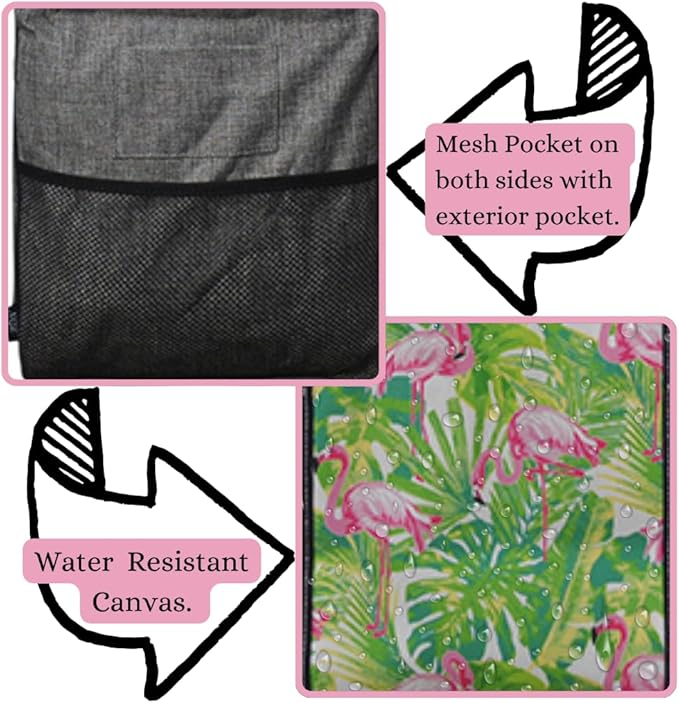 NGIL Extra Large Utility Tote Reusable Grocery Bag Oversized Collapsible for Groceries, Storage, Picnic, Beach (Flamingo Paradise-navy)