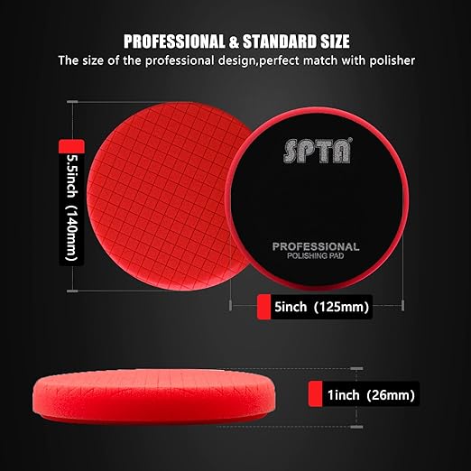 Red T10 Ultra-Fine Finishing Pad, 3Pcs 5.5 Inch Buffing Polishing Pads for 125mm Backing Plate Compound Buffing Sponge for Car Buffer Polisher Compounding, Polishing and Waxing-FPTSS5R-3