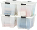 IRIS USA 54 QT Plastic Storage Box with Lid and Latches - 4 Pack - BPA-Free, Discreet Organizing Solution, Durable Nestable S