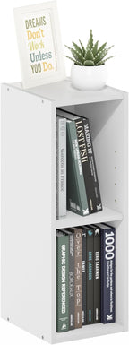 Furinno Fulda Book Shelf, 2-Tier Narrow Bookshelf, Bookcase with 8-in Width Storage Shelf, 9.3 x 7.9 x 21.2, for Living Room,