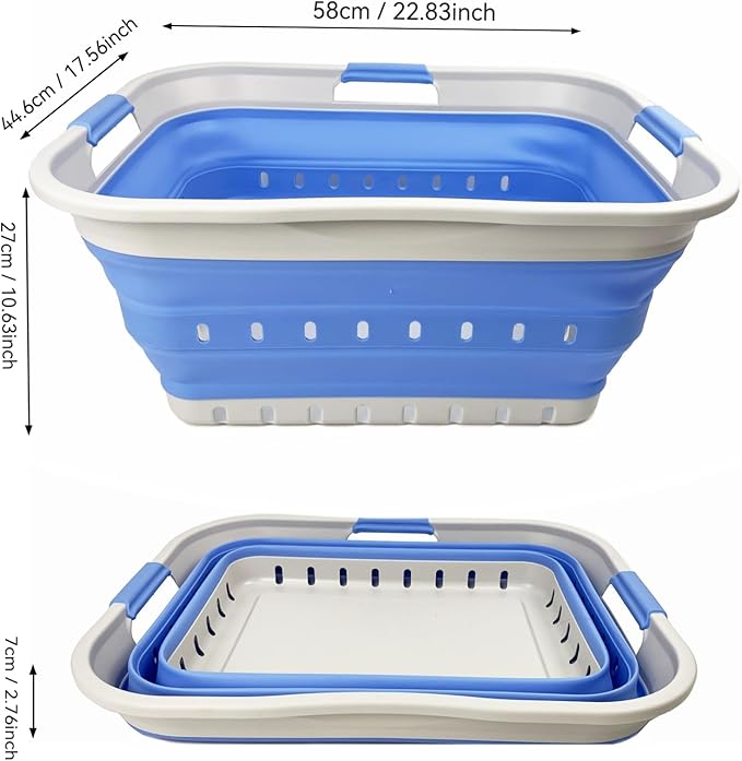 SAMMART 42L (11 gallon) Collapsible Plastic Laundry Basket - Foldable Pop Up Storage Container/Organizer - Space Saving Hampe