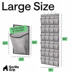 GORILLA GRIP Over the Door Shoe Organizer, 24 Extra Large Breathable Mesh Pockets, Space Saving Hanging Storage Holder, 4 Hoo