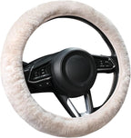 AEGIS Cover Sheepskin Steering Wheel Cover Premium Luxury AUS Genuine Merino Wool All-Season Non-Slip for Cars Fits 14.5-15.5" Wheels (Sand)