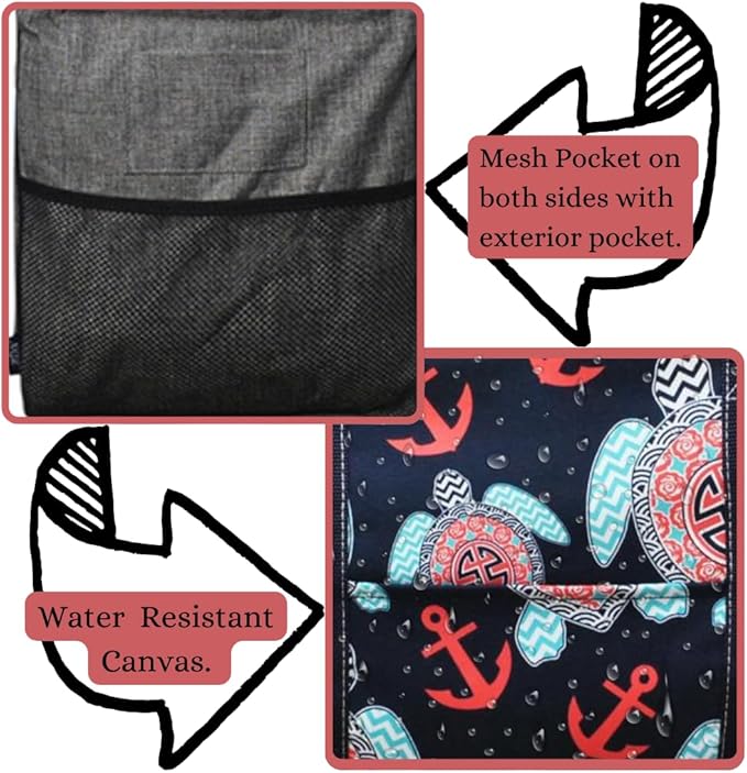 NGIL Extra Large Utility Tote Reusable Grocery Bag Oversized Collapsible for Groceries, Storage, Picnic, Beach (Sea Turtle Anchor Print-navy)