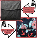 NGIL Extra Large Utility Tote Reusable Grocery Bag Oversized Collapsible for Groceries, Storage, Picnic, Beach (Sea Turtle Anchor Print-navy)