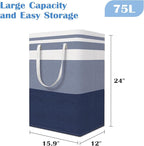 BlissTotes 3-Pack Laundry Basket, Freestanding＆Waterproof Laundry Hamper, Collapsible Tall Clothes Hamper with Easy Carry Han