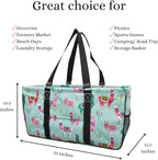 NGIL Extra Large Utility Tote Reusable Grocery Organizing Bag Oversized Collapsible for Storage, Picnic,Car, Beach (Llama Black)