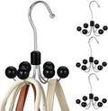 TOPIA HANGER Hoodie Hangers 4-Pack with 6 Wood Balls, 360°Swivel Purse Hanger, Scarf Hanger, Closet Hooks, Handbag Organizer,