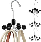 TOPIA HANGER Hoodie Hangers 4-Pack with 6 Wood Balls, 360°Swivel Purse Hanger, Scarf Hanger, Closet Hooks, Handbag Organizer,