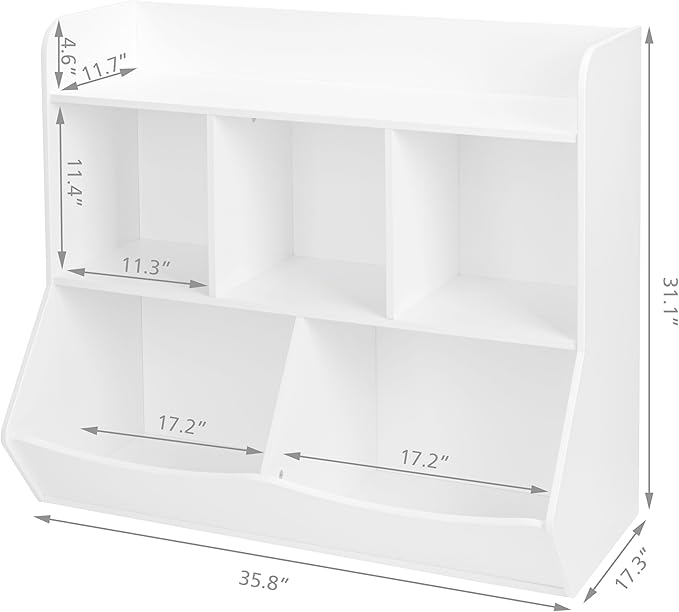 UTEX Toy Storage Organizer with Bookcase, Kid’s Multi Shelf Cubby for Books,Toys, Storage Organizer for Boys,Girls Play Room/