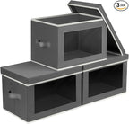 Homsorout Storage Bins with Lids - Small Fabric Organizers with Window, Collapsible Storage Bins for Clothes, Decorative Clos