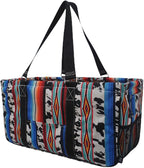 NGIL Extra Large Utility Tote Reusable Grocery Bag Oversized Collapsible for Groceries, Storage, Picnic, Beach (Cow Serape-Black)