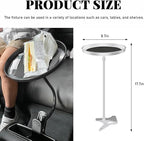 povtii Car Adjustable Food Tray, 360° Swivel Car Food Tray 8.7 Inch Diameter Storage Tray, Non-Slip Clip Type Snack Tray Swivel Dining Table for Vehicles, Interior Car Accessories (White)
