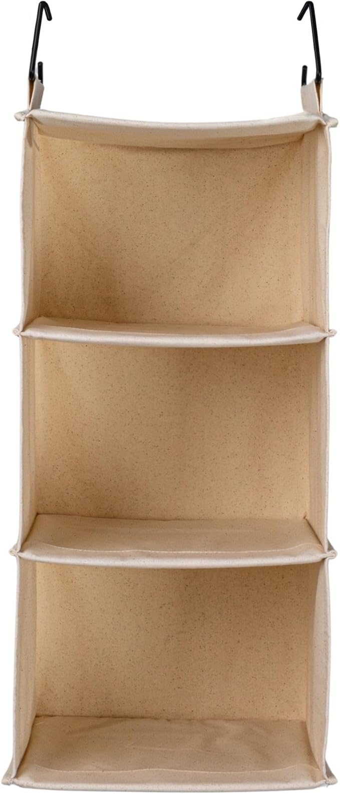 Household Essentials Cedarline 3-Shelf Hanging Closet Organizer, Heavy-Duty Cotton Canvas, Natural