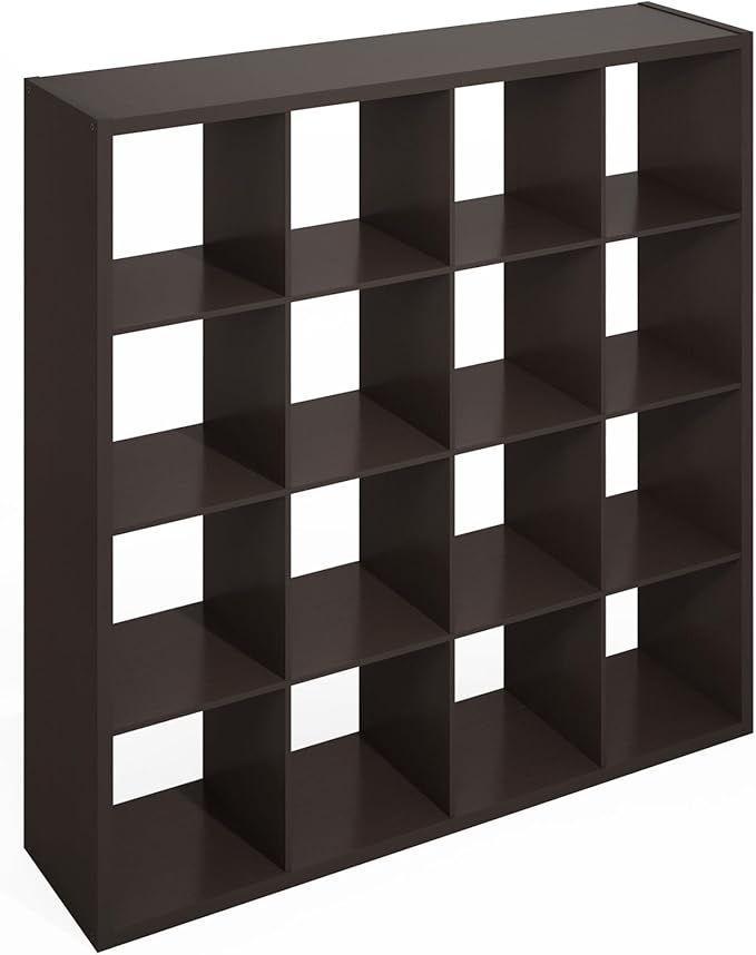 Furinno Simple Cube Storage Organizer, 16-Cube Display Shelf, Open Back Shelving Unit, Storage Shelves, Extra Thick Frame, fo