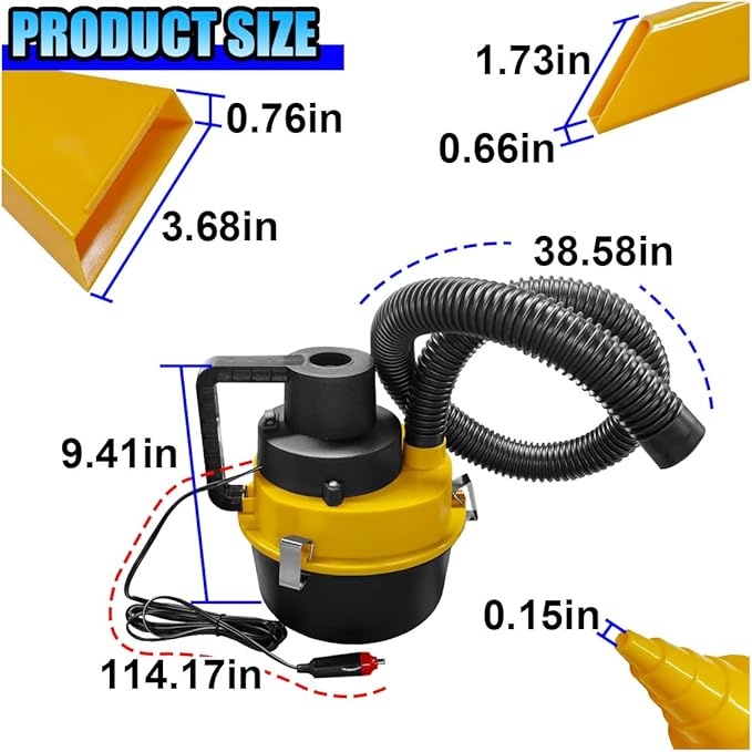 Car Vacuum Cleaner, DC 12V Multi-Purpose Automotive Wet and Dry Vacuum with 3 Nozzles, Portable Handheld Vehicle Interior Dus