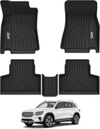 3W Floor Mats for Mercedez Benz GLB250 GLB35 AMG 2020-2026, TPE All Weather Custom Fit Floor Liner for Benz GLB 250/35 AMG 1st & 2nd Row Car Mats, Black