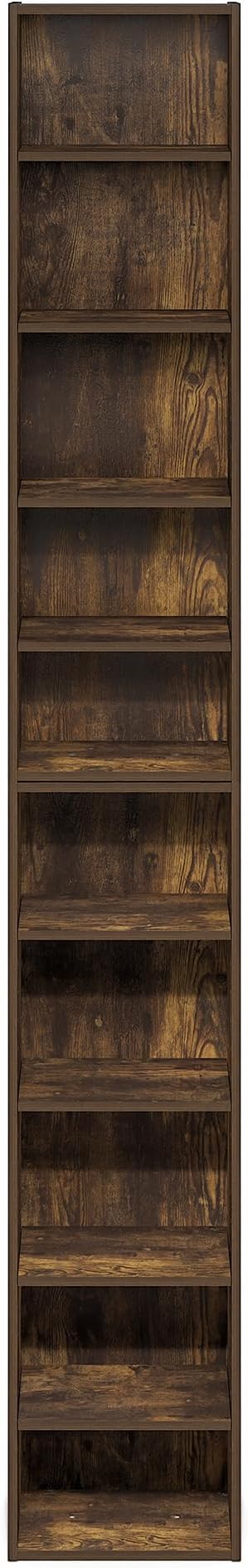 Furinno PASIR Book Shelf, 10-Tier Bookshelf, Bookcase with Open Shelf, 9.2 x 11.8 x 78.7, for Living Room, Bedroom, Home Offi