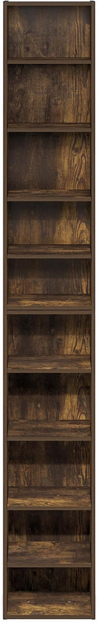 Furinno PASIR Book Shelf, 10-Tier Bookshelf, Bookcase with Open Shelf, 9.2 x 11.8 x 78.7, for Living Room, Bedroom, Home Offi