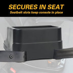 Big Plastic Console for Cars, Trucks, Minivans, SUVs with 2 Adjustable Drink Cup Holders Phone Book Holder, Back Bench and Front Seat or Floor Middle Console Universal Vehicle Organizer Black