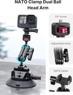Ulanzi SC-02 Heavy-Duty Suction Cup Mount for Camera/Accessory (4.5"), Pump-actived Vacuum Camera Suction Cup Mount for Action Cameras w Quick Release NATO Magic Arm Car Boat Windshield Window Mount