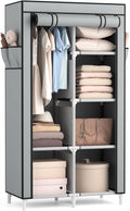 ROJASOP Portable Closet Wardrobe Closet for Hanging Clothes with 6 Storage Shelves, 1 Hanging Rod and 4 Pockets, Clothes Orga
