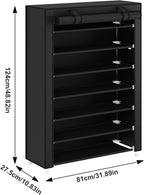 Laiensia 7-Tier Vertical Shoe Rack Organizer, Space Saving Shoe Storage Organizer, Non-Woven Cover Shoe Shelf Holds 28-35Pair