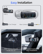 4K Dash Cam Front and Rear, 5G WiFi & GPS & 64GB Card, 1.5" IPS Display Dash Camera for Cars, 4K+1080P Dual Car Dashcam with 